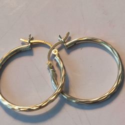 925 Silver Sterling Hoop Earrings beautiful Used Nice