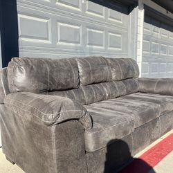 grey leather couch 
