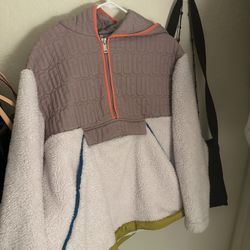 Ugg Iggy Sherpa hooded half zip fleece pull over jacket pink