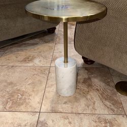 Article Brand Marble Base Side Table With Brass Top 