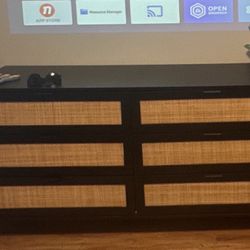 Black Finish Rattan Dresser 