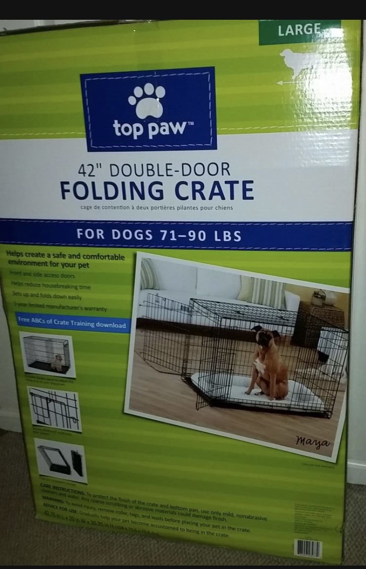 Top Paw Large Double Door dog Crate 42x29x30