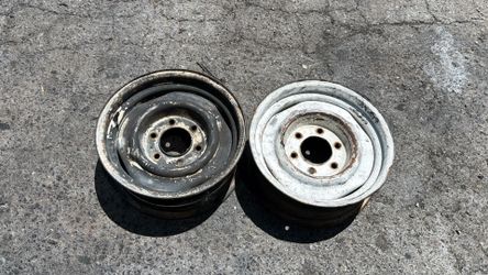 Two original GM disk brake steelies In Rough Condition, C10 K10 K5 Chevy and GMC Trucks