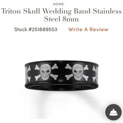 New Triton Skull and Crossbones Ring 8.5