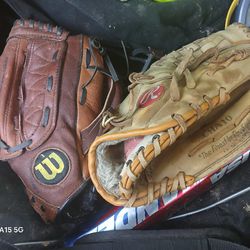 Baseball Gloves Bat And Mitts