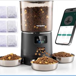 Automatic Cat Feeder for 3 Cats, 6L/25 Cup Cat Food Dispenser with Strong Anti-Jam System, Dual-Effect Desiccant, Smart WiFi App Control Pet Feeder, A