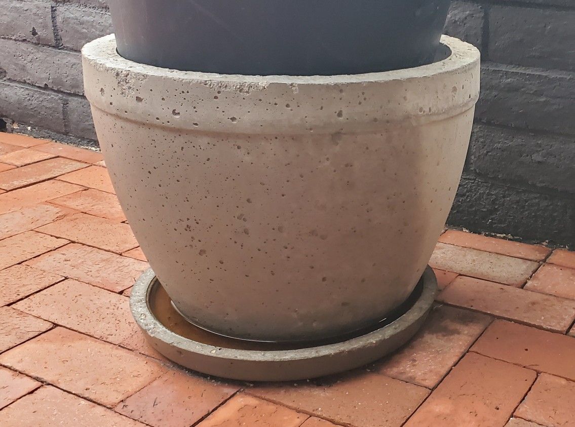 Two Concrete Outdoor Planters/Pots