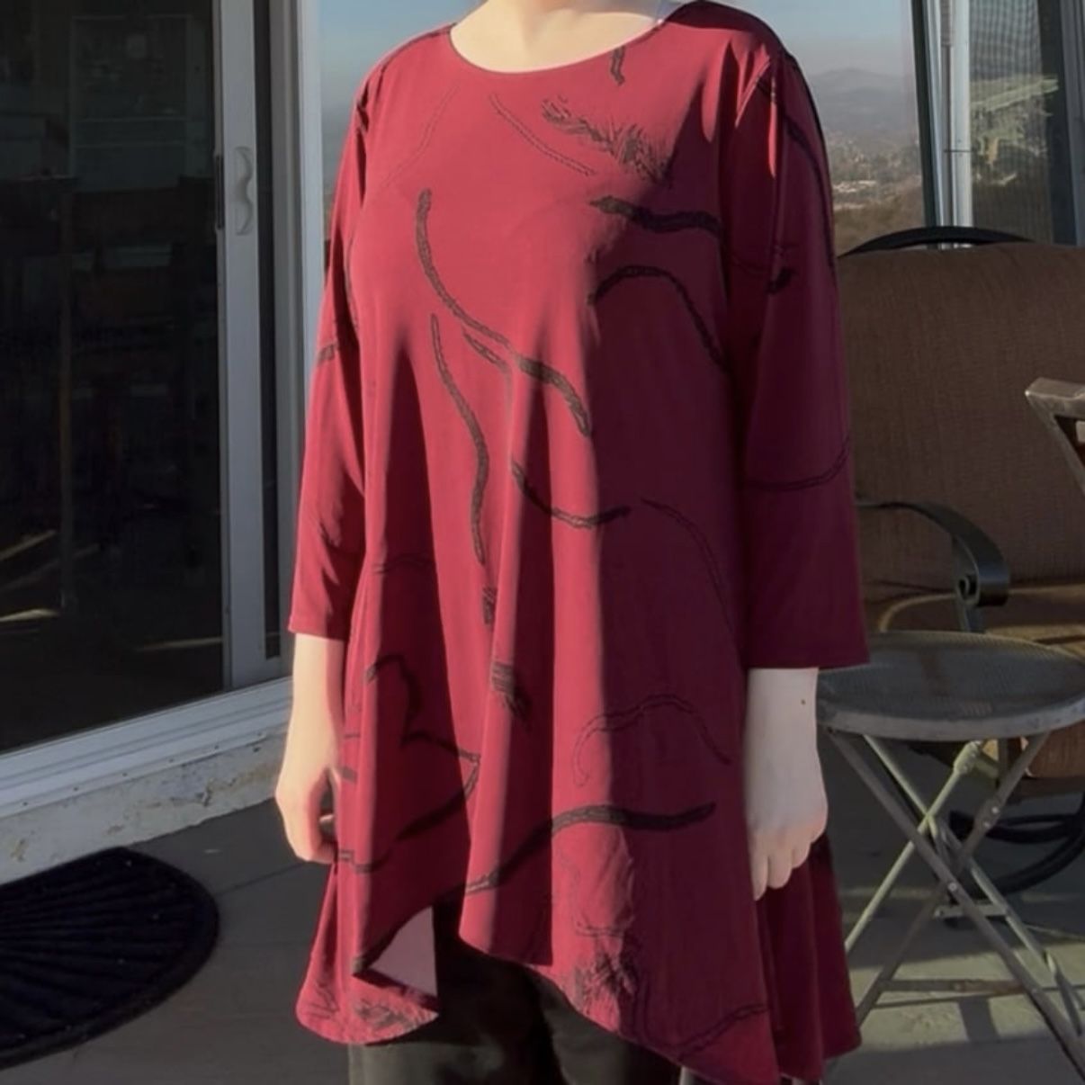 Burgundy Snake Tunic Top