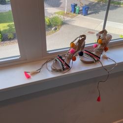 Lace Wrap Multi Colored Heels