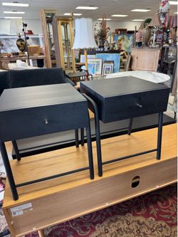 black modern accent tables featuring a combination of wood & metal construction - 16” x 16” x 20” - Retail: $145