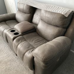 Dual Motorized Loveseat Recliners