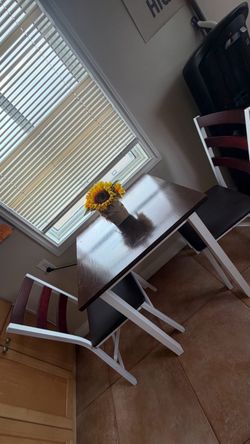 Dark Wood Dining Table with Two Chairs