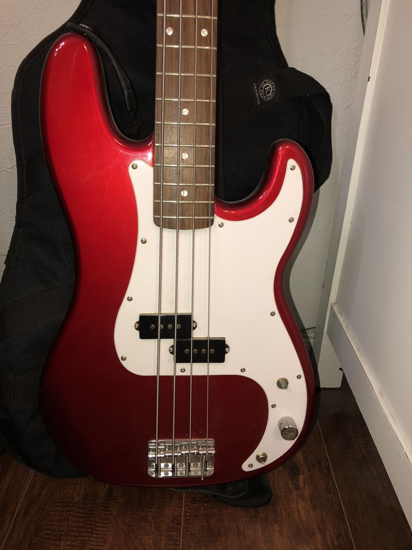 Squire Bass and Fender Amp