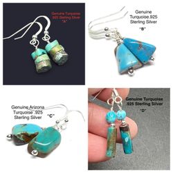 Turquoise Genuine Stone .925 Sterling Silver Earrings