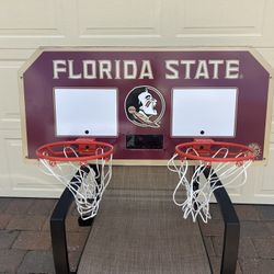 Florida State Seminole Osceola Renegade theme basketball double hoop man cave decor 44" across  22" where hoops are attached  12" hoop diameter  Elect