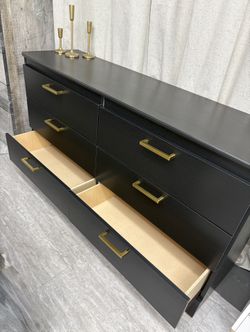New Black 6 Drawer Dresser W/ Gold Handles🌟