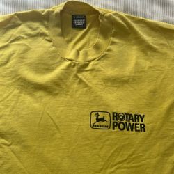 Vintage 90s John Deere Rotary Power T-Shirt Screen Stars USA Made Yellow Size L