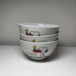 Snoopy and Woodstock Peanuts Ceramic Bowl - vintage from Japan - Set of 3