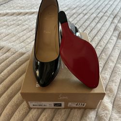 Christian Louboutin Tanja 100 Patent Red Sole Wedge Pumps Nude Eur 41 / US 11