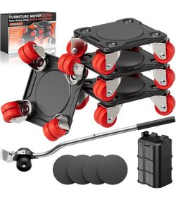 ONEON Heavy Duty Furniture Movers with Wheels Dolly with Auxiliary Lifter, All-New Upgraded Carbon Steel Panels & Dual-Wheeled Casters, Supports up to