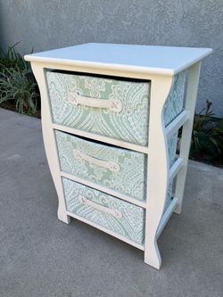 White Wooden 3-Drawer Side Table