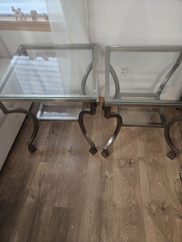 GLASS TWO TIER END TABLES