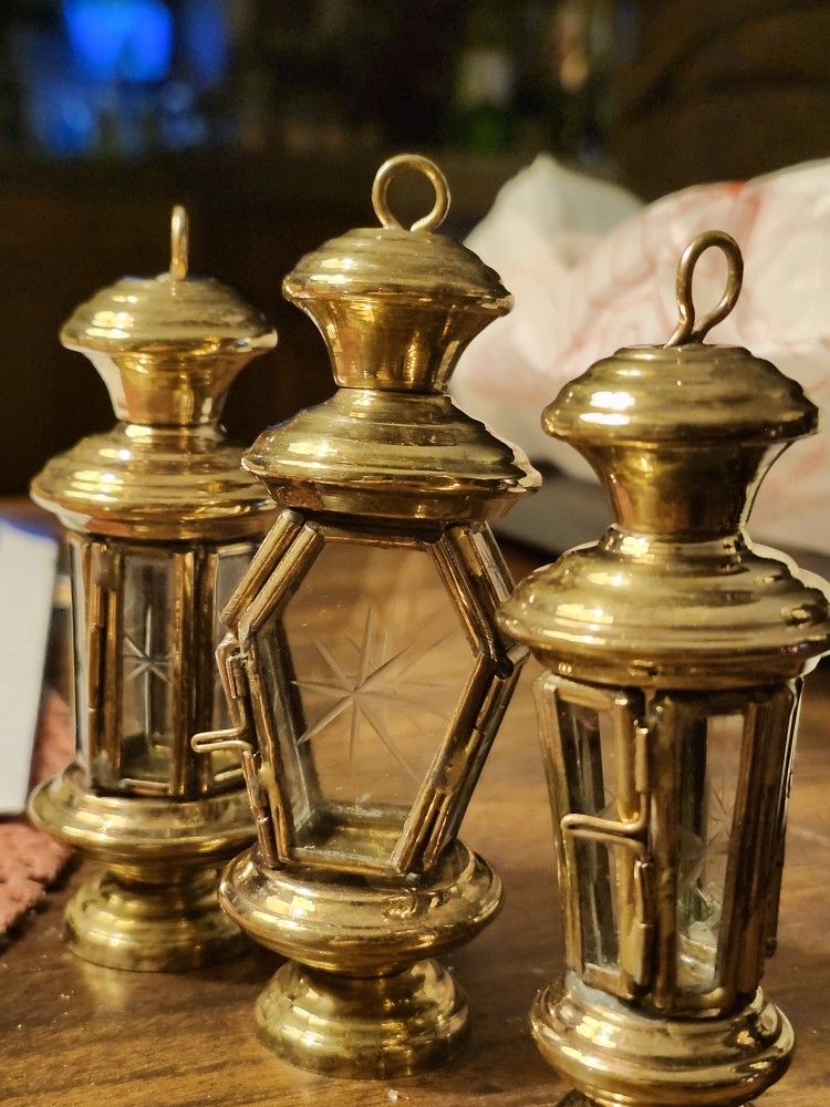 🌿🎄3 Brass Lantern Ornaments 🎄🌿