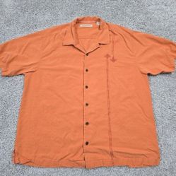 Tommy Bahama Mens Shirt XL Orange Button Up Short Sleeve Resort Casual Beach
