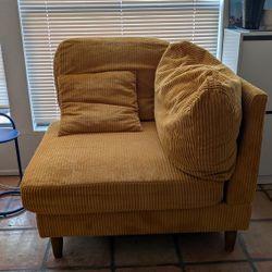 Corduroy Fabric Right Arm Corner Chair - Orange