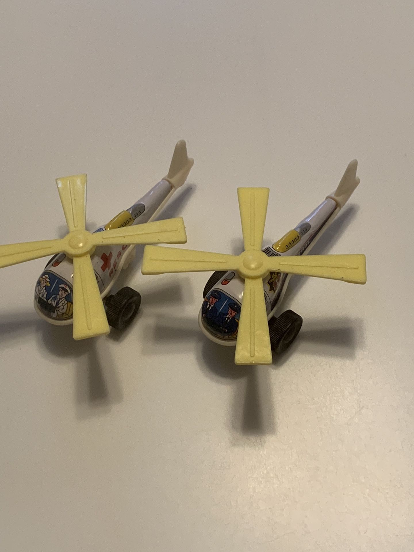 2 TOY VINTAGE HELICOPTERS w/Tin & Plastic made in JAPAN