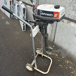 Two horse Johnson seahorse motor for parts, but probably could be running fairly easily. Comes with motor stand.   $100, cash or Venmo, meet in person