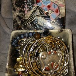 Jewelry Lot W/ Marc Bellaire Signed Jewelry Box Avon Sterling Silver Gold Filled & Electro Plated
