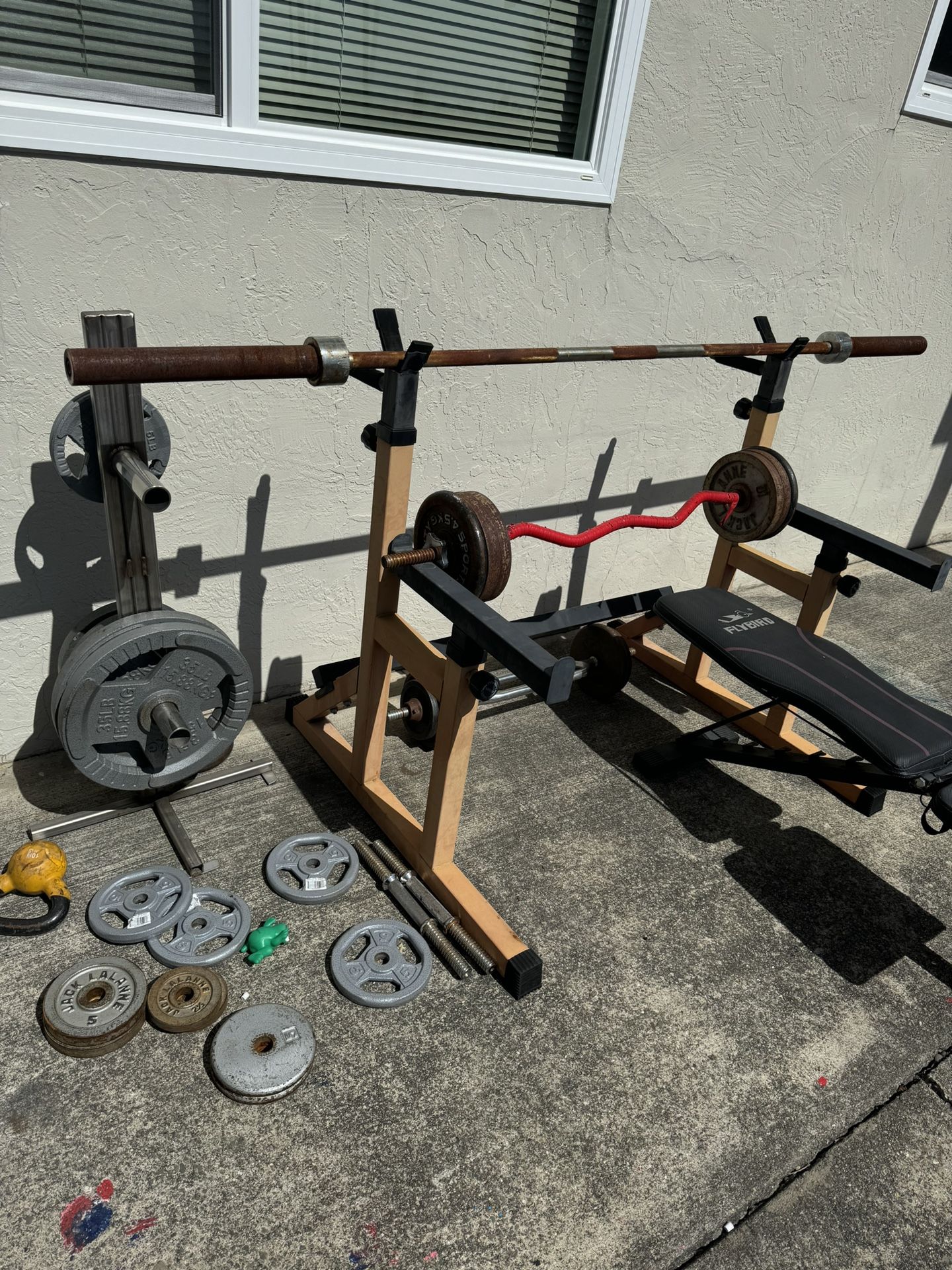 45 Pound Olympic Bar Weights And Weight Rack For Sale  