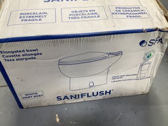 SANIFLO white Elongated Chair Height 7-in Rough-In Toilet Bowl