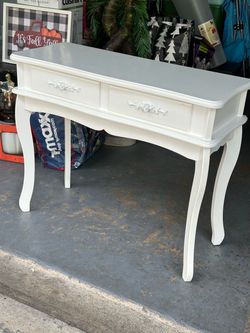 White 2-Drawer vanity desk 35x14 h 23 top can be touched up
