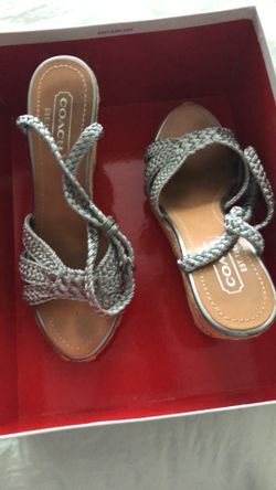 Coach Silver Wedge Sandal 