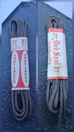 VINTAGE 1960'S "RED SEAL", WAXED SHOE LACES 27".... asking $10.00 for BOTH! ( 2 Pair )
