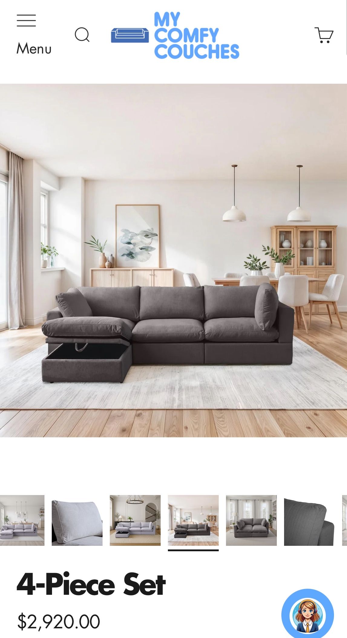 Sectional Sofa Cloud Couch With Reversible Chaise Ottoman By My Comfy Couch 