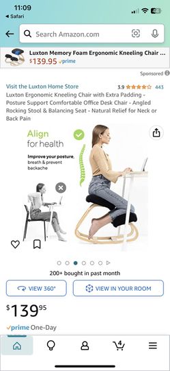 Luxton Ergonomic Kneeling Chair with Extra Padding - Posture Support  Comfortable Office Desk Chair - Angled Rocking Stool & Balancing Seat -  Natural