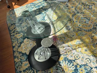 Round Glass Top Side Table with Metal Base