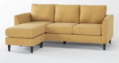 Yellow Fabric Sectional Sofa with Chaise