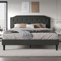 Gray Diamond-Tufted King Frame - XRBCHX003