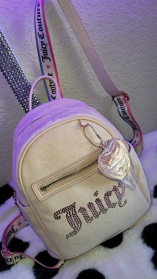 Juicy Couture Pink Velvet Bling Backpack Jewelry Accessories