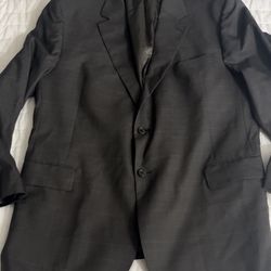 JOS. A. BANK Men’s 48R 100% Wool Traveler’s Collection Blazer – Charcoal Brown Glen Check