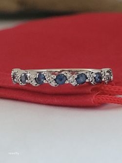 $2800 Le Vian 14K White Gold Blue Sapphire & Diamond Band Ring Size 6.5  👌🎁