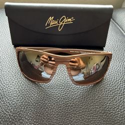 Sunglasses Maui Jim MAKOA Hcl Bronze Lenses, Matte Brown Wood Grain Frame