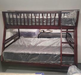 Twin over Full Bunk Bed Frame With Mattress