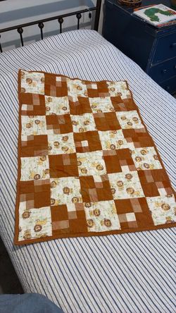 Cute flannel padded, homemade baby lion blanket