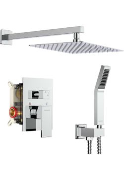 10” Rainfall Shower Head & Handle Set w Valve