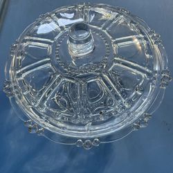 KIG Beaded & Panel Clear Glass Candy Dish With Lid